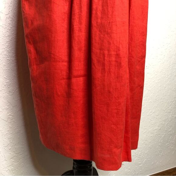 Lafayette 148 New York red orange faux wrap linen midi dress size 14 NWT - Picture 4 of 13
